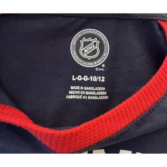 NHL Girls Medium 10/12 Columbus Blue Jackets Long Waffle Knit Sleeve Shirt NWT - Picture 3 of 5